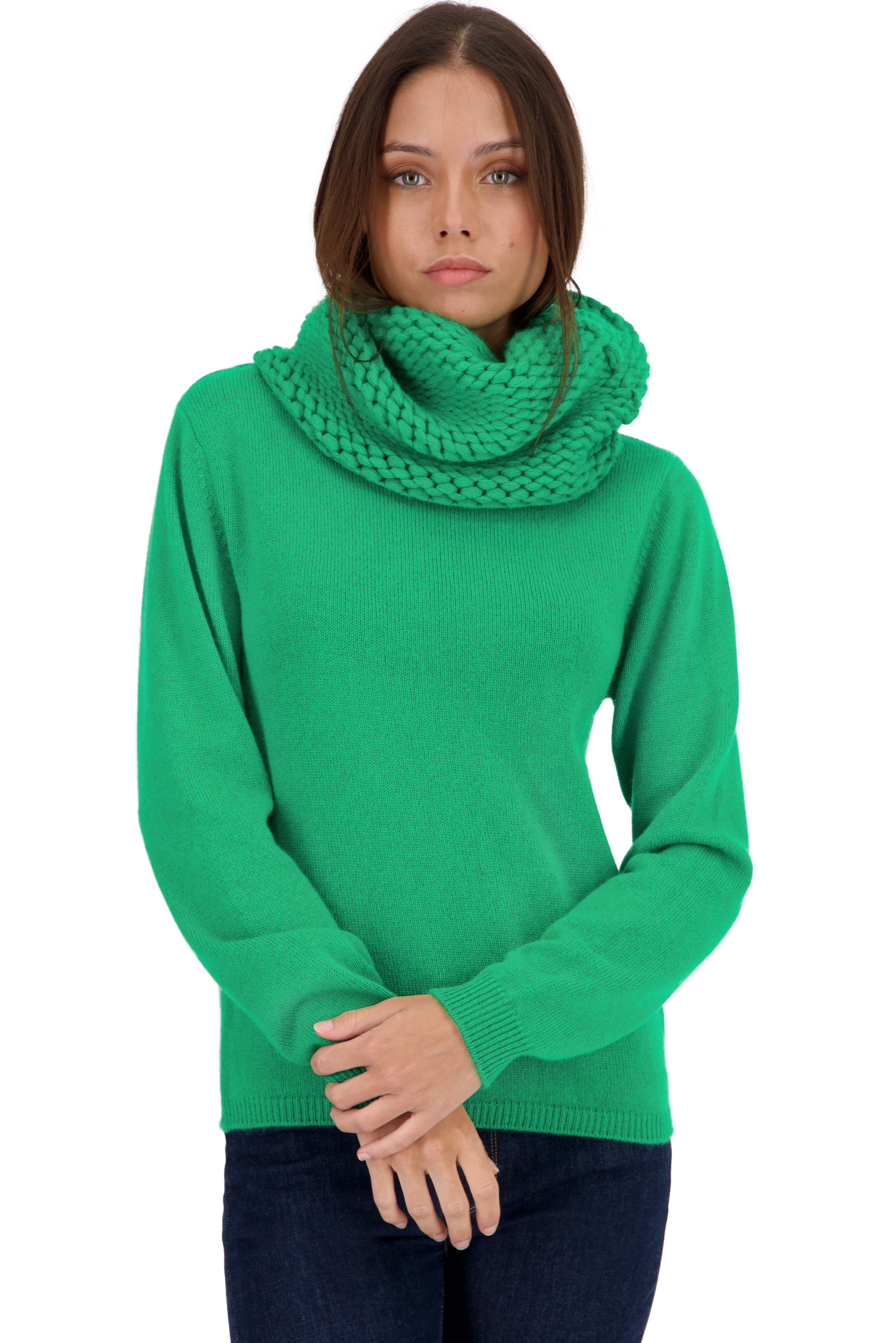 Cashmere kaschmir pullover damen rollkragen tisha new green 4xl