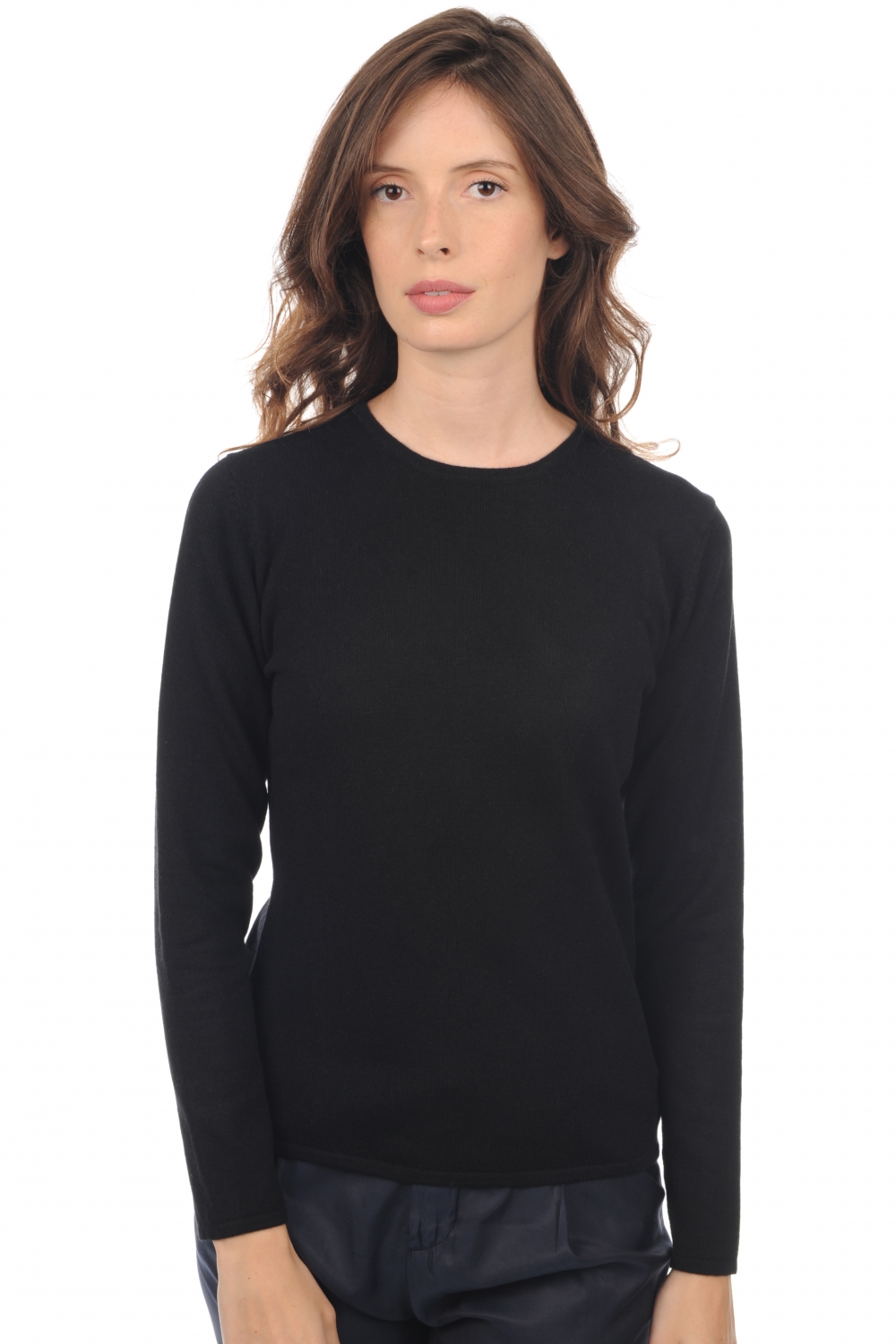 Cashmere kaschmir pullover damen rundhalsausschnitt line premium black xl