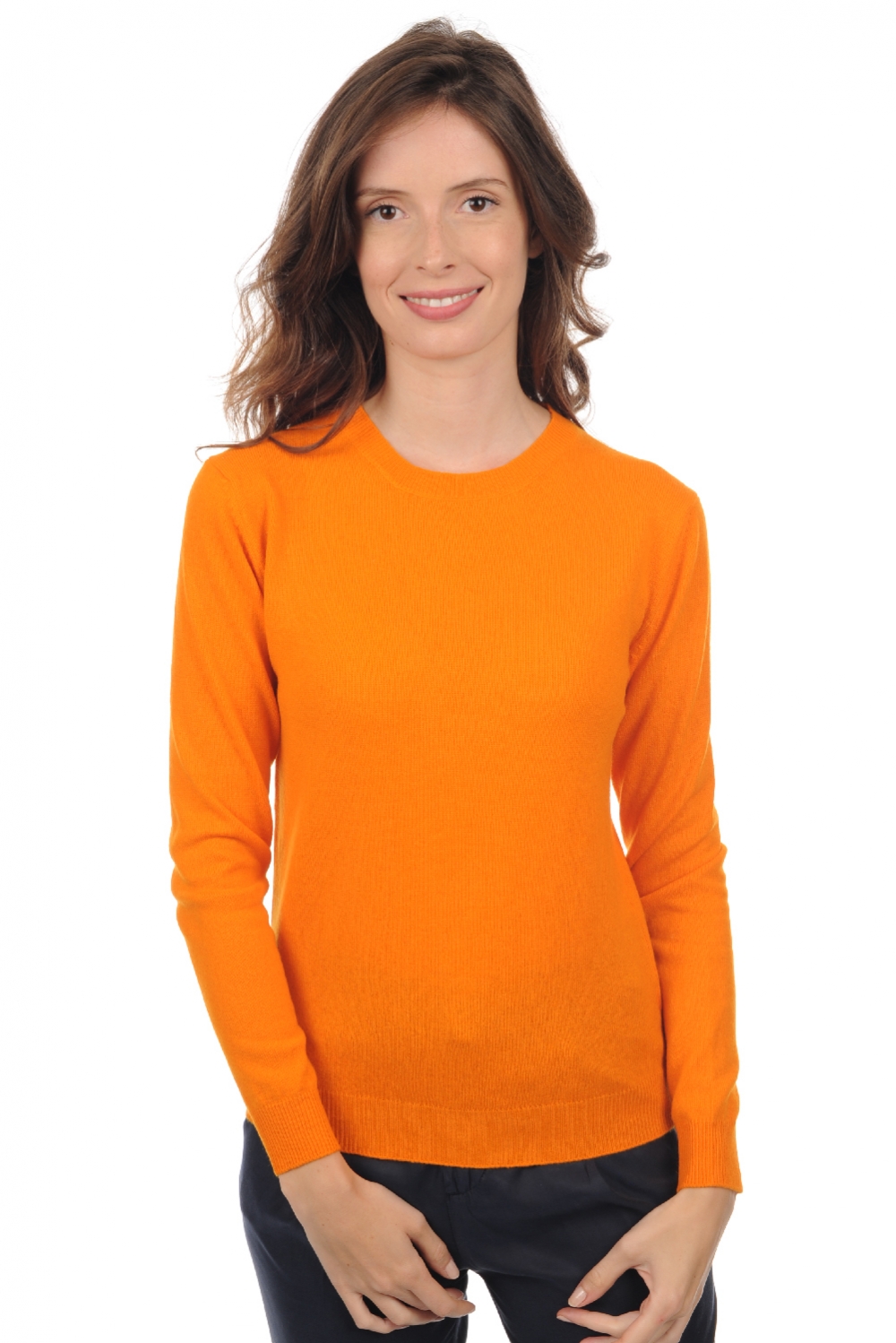 Cashmere kaschmir pullover damen rundhalsausschnitt thalia first orange xs