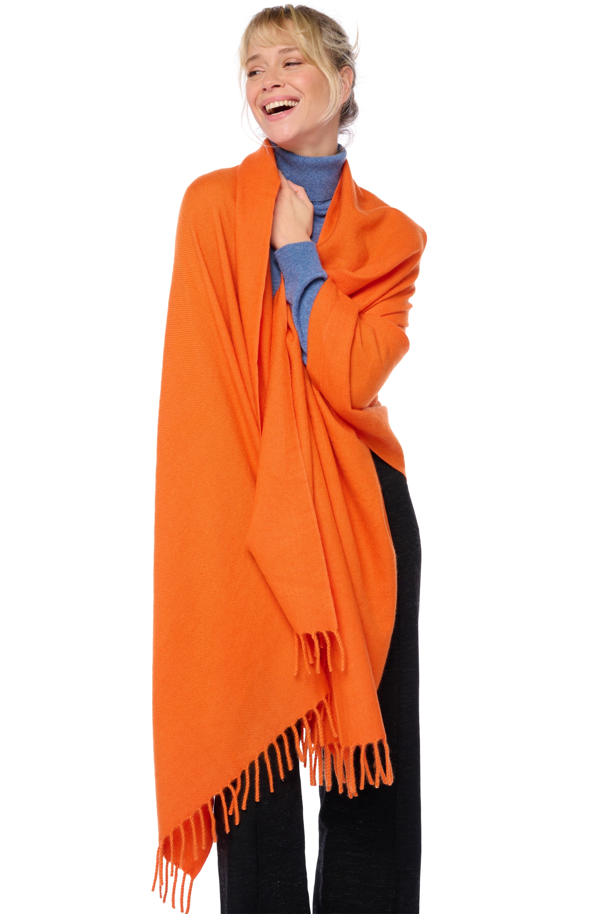 Cashmere kaschmir pullover damen schals niry orange 200x90cm