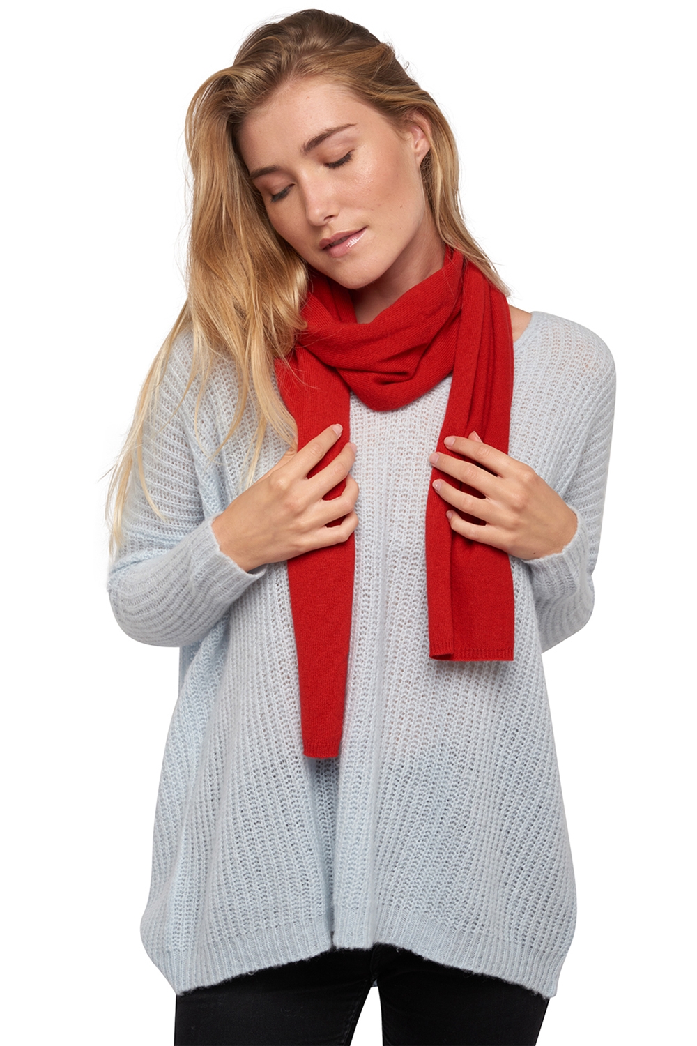 Cashmere kaschmir pullover damen schals ozone rouge 160 x 30 cm