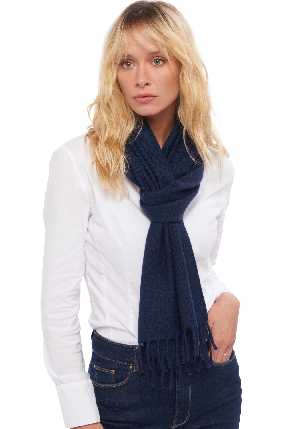 Cashmere kaschmir pullover damen schals zak200 navy blau 200 x 35 cm