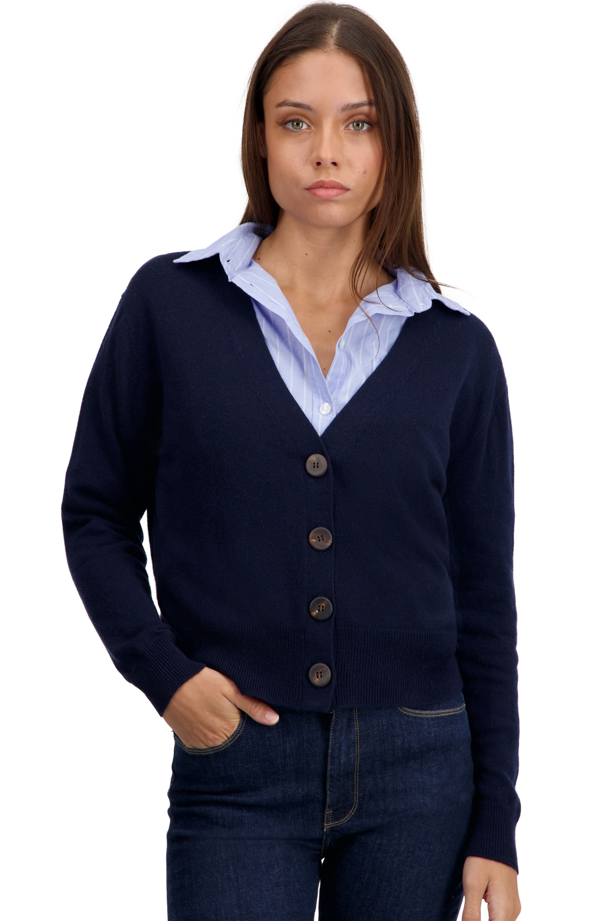 Cashmere kaschmir pullover damen strickjacken cardigan talitha nachtblau 4xl