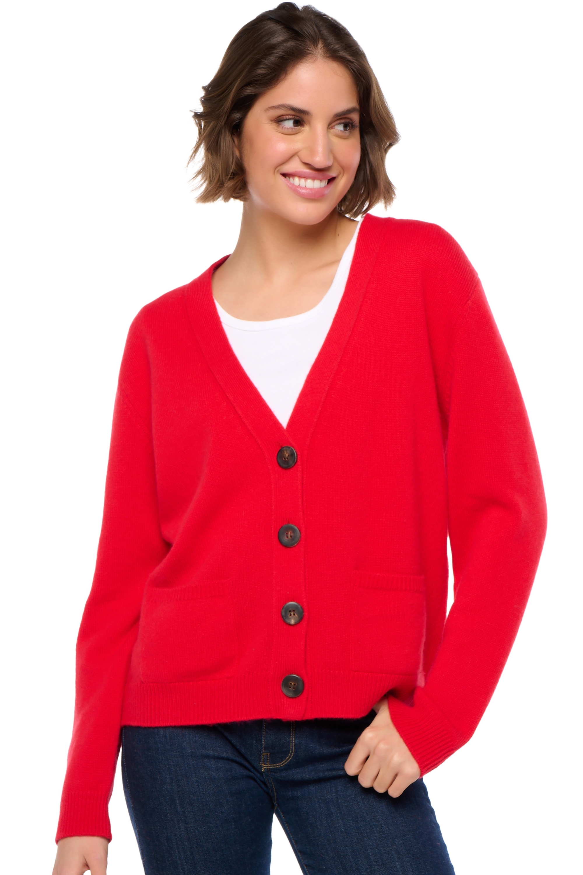 Cashmere kaschmir pullover damen strickjacken cardigan tanzania rouge xs