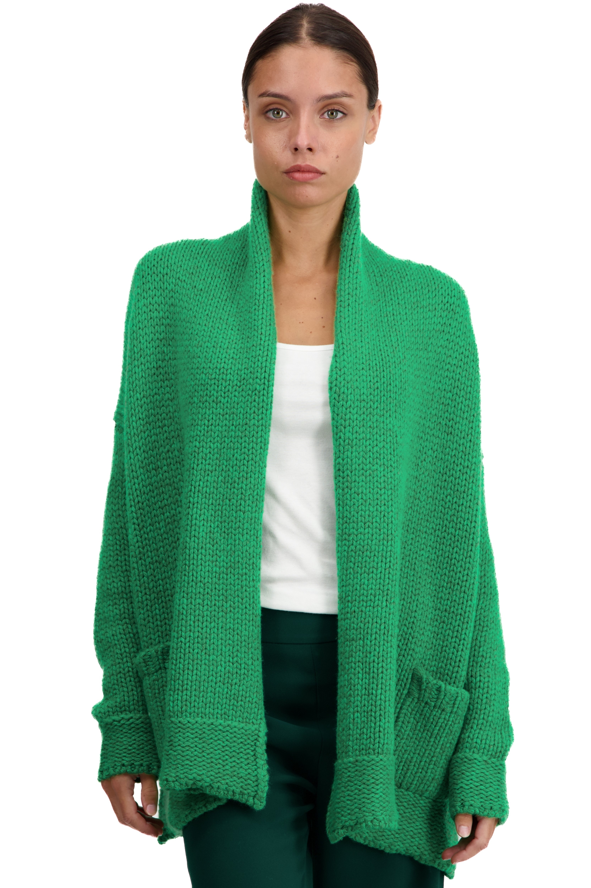 Cashmere kaschmir pullover damen strickjacken cardigan vienne basil new green xl