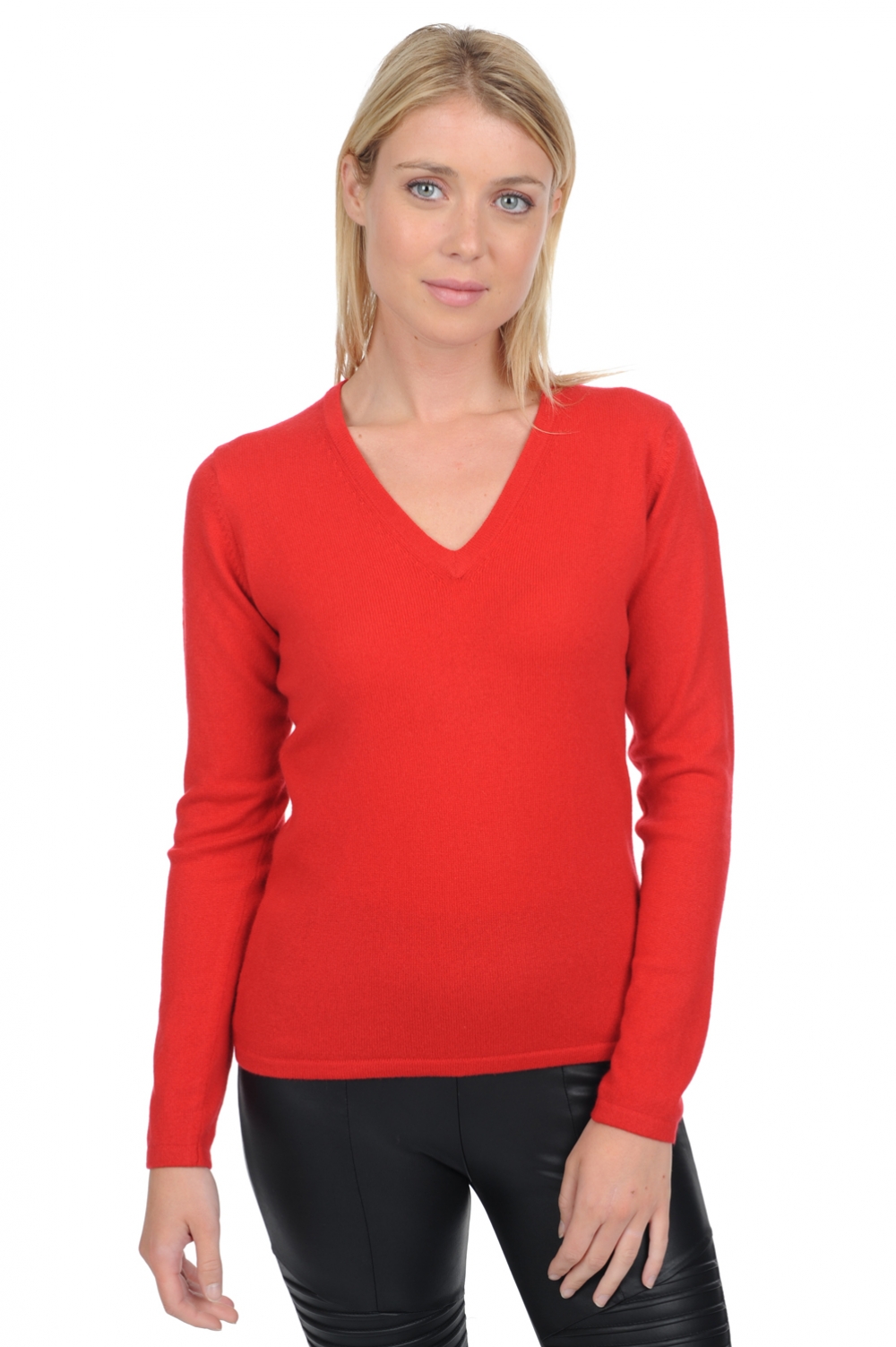Cashmere kaschmir pullover damen v ausschnitt emma premium rot 4xl