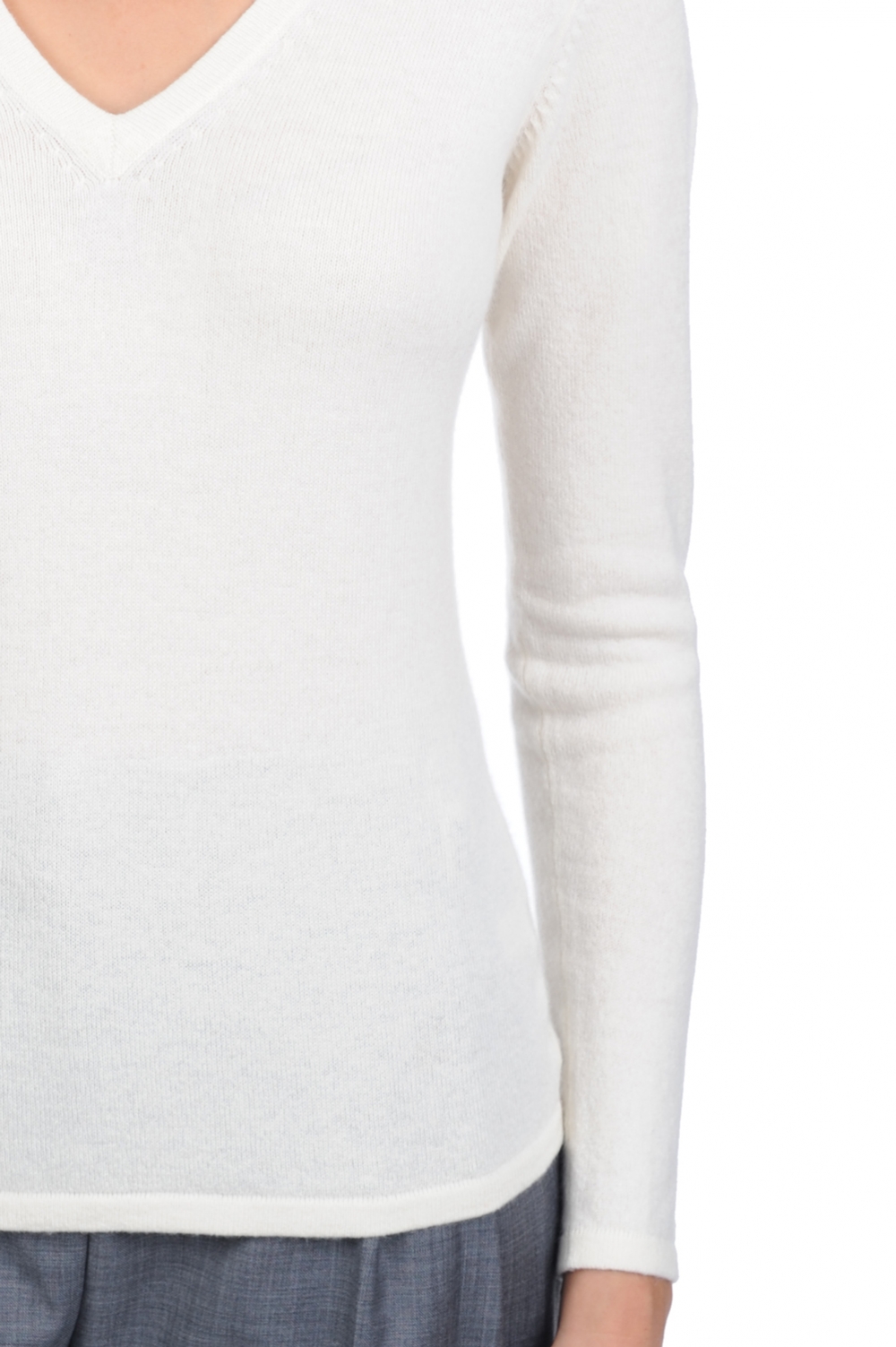 Cashmere kaschmir pullover damen v ausschnitt emma premium tenzin natural 2xl