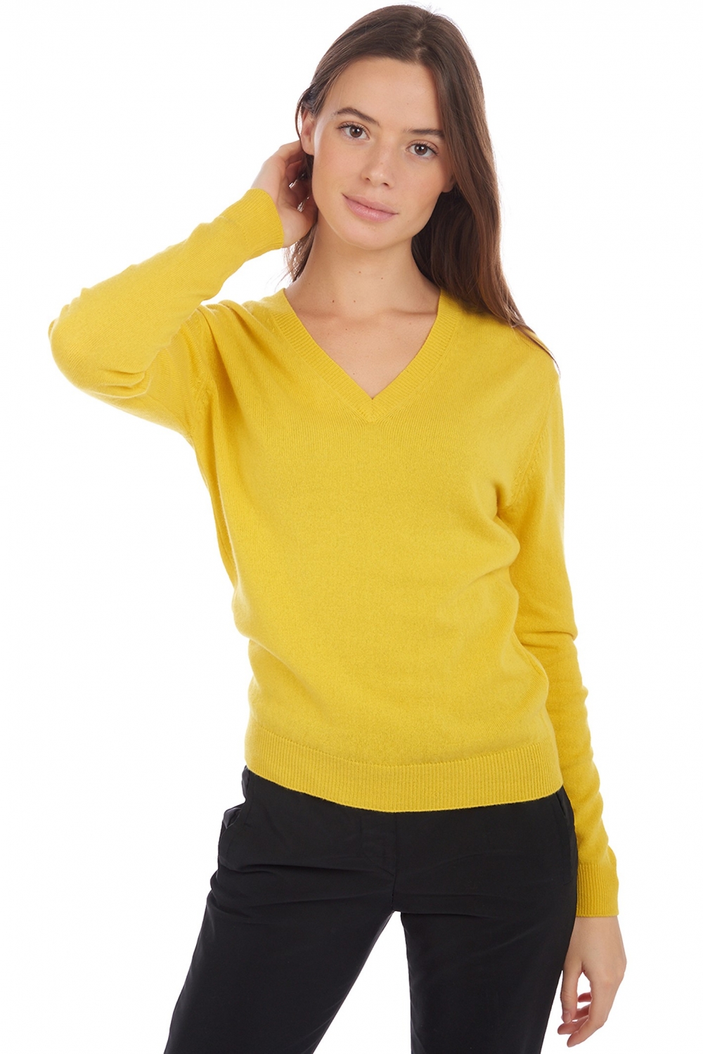 Cashmere kaschmir pullover damen v ausschnitt tessa sunny yellow m