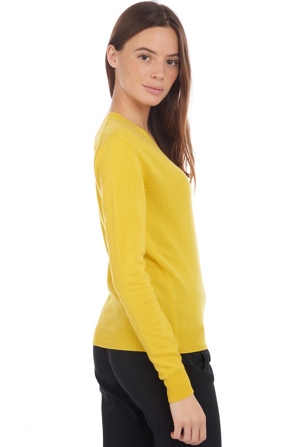 Cashmere kaschmir pullover damen v ausschnitt tessa sunny yellow xs