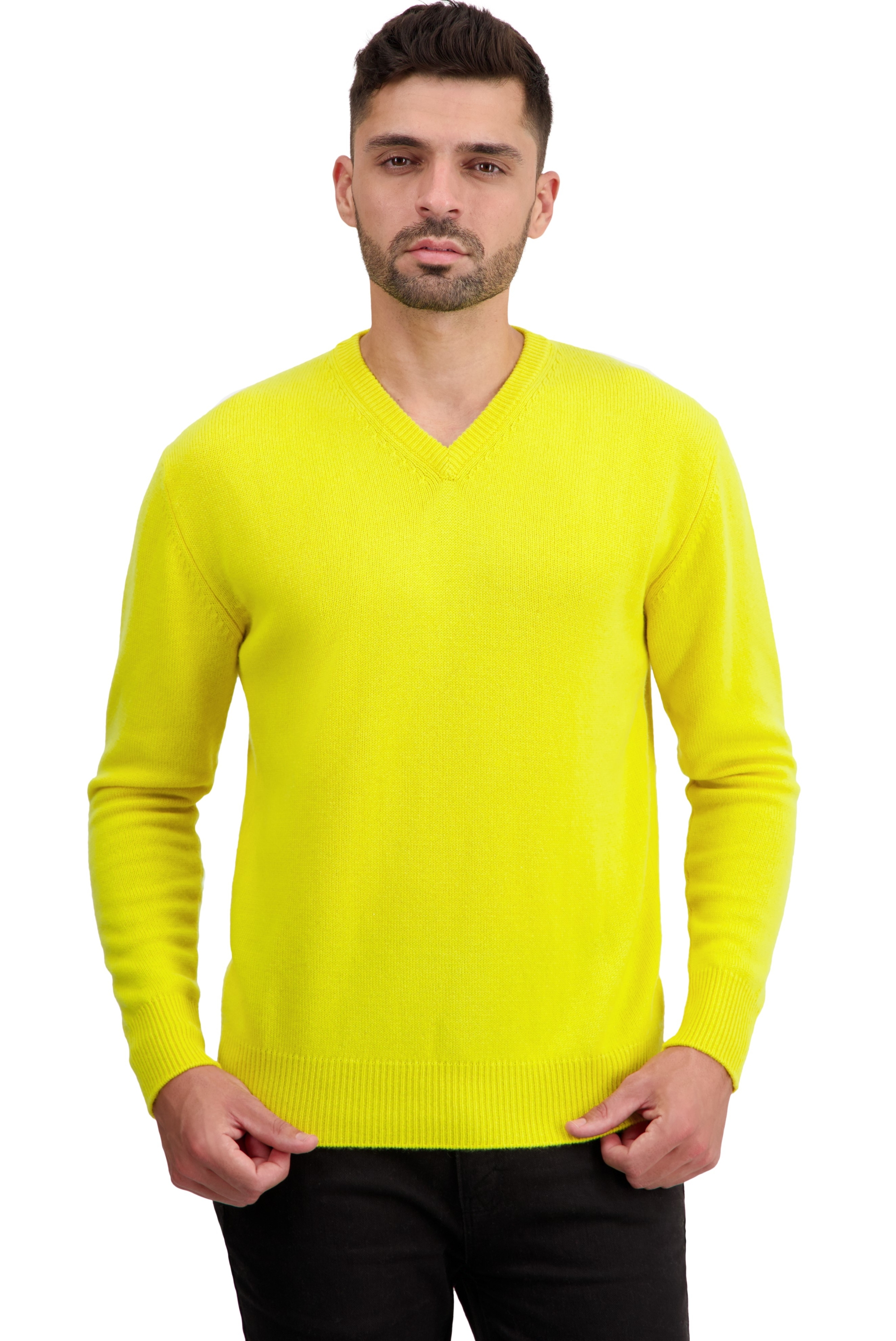 Cashmere kaschmir pullover herren dicke hippolyte 4f jaune citric l