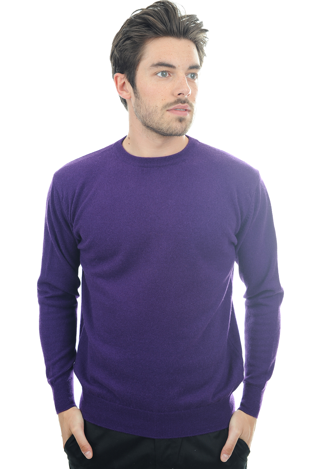 Cashmere kaschmir pullover herren die zeitlosen nestor violett 2xl