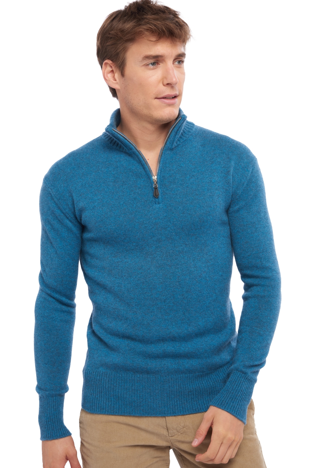 Cashmere kaschmir pullover herren polo donovan manor blue 2xl