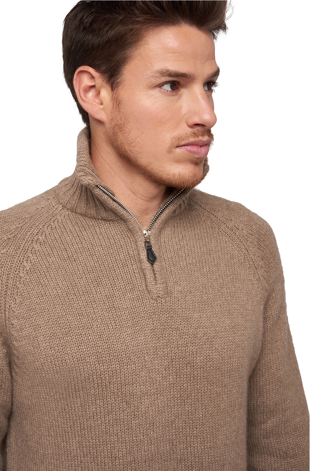 Cashmere kaschmir pullover herren polo donovan natural brown xxxl