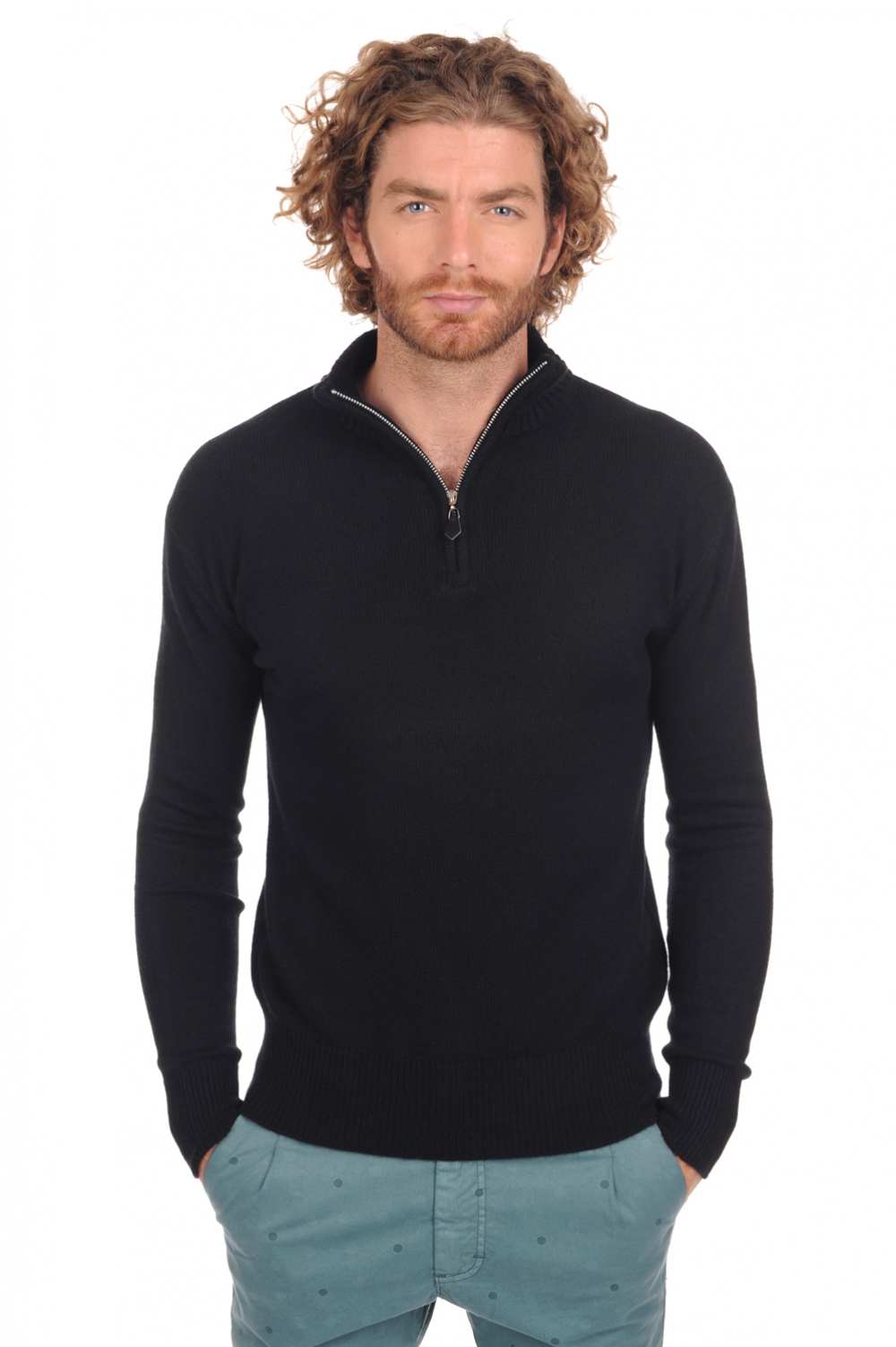 Cashmere kaschmir pullover herren polo donovan premium black xs