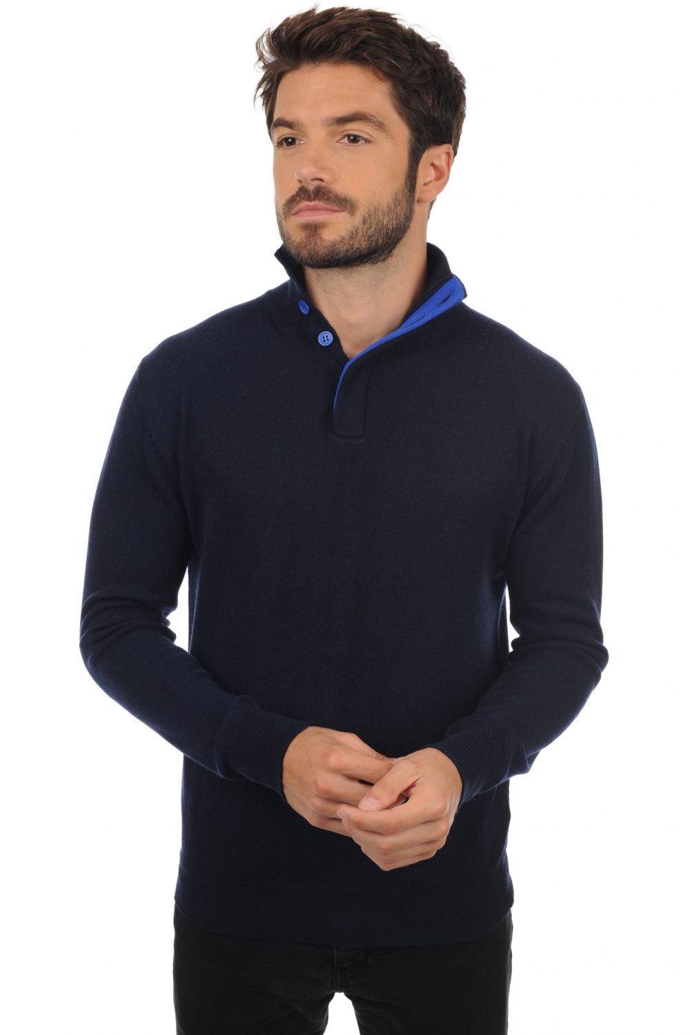 Cashmere kaschmir pullover herren polo gauvain nachtblau ultramarin 4xl