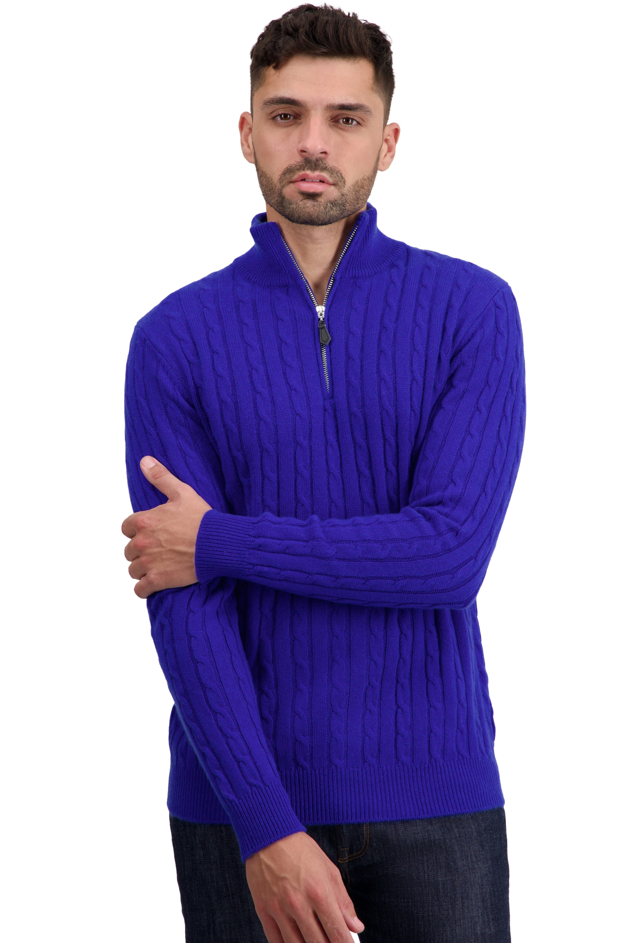 Cashmere kaschmir pullover herren polo taurus bleu regata xl