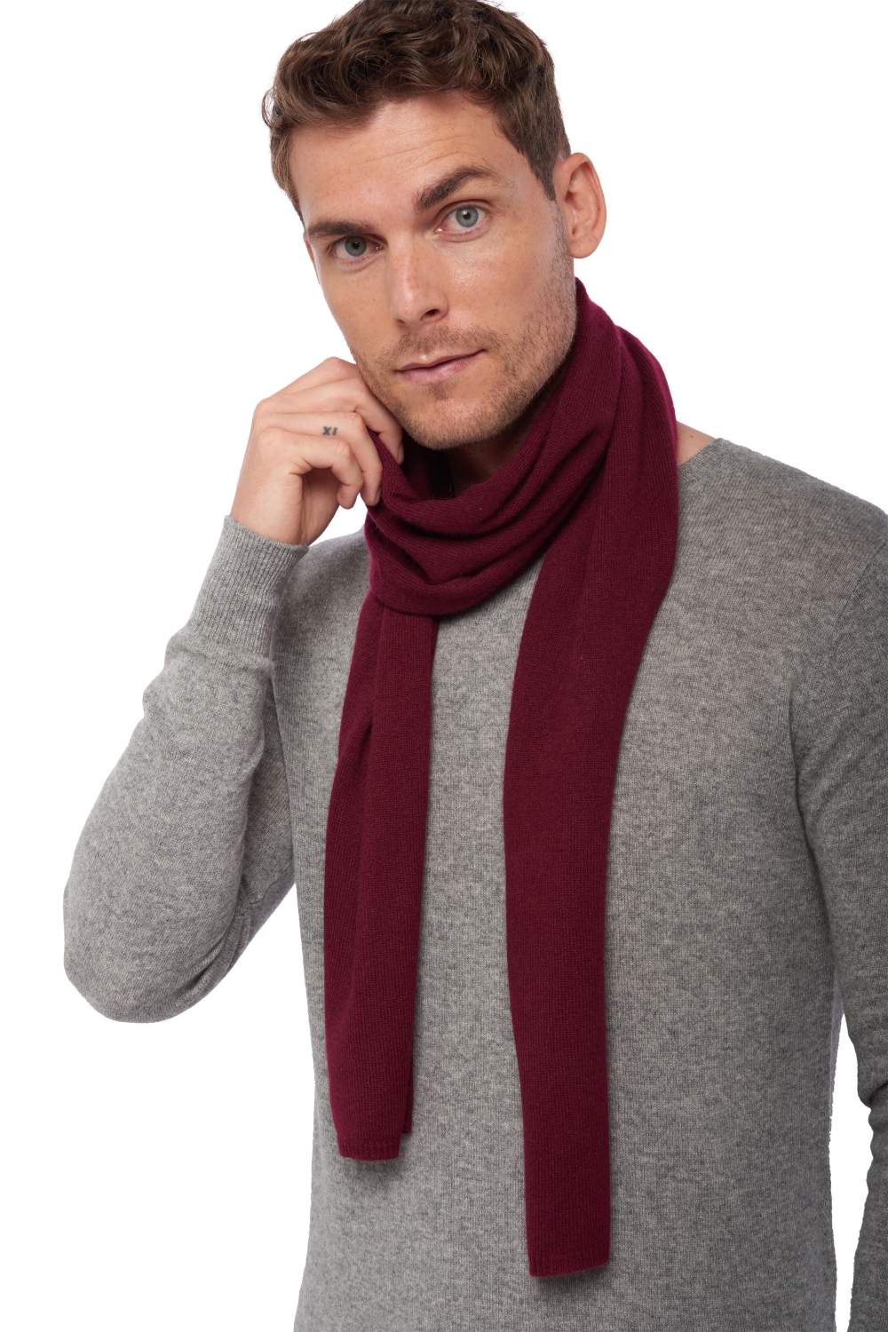 Cashmere kaschmir pullover herren schals ozone burgundy 160 x 30 cm