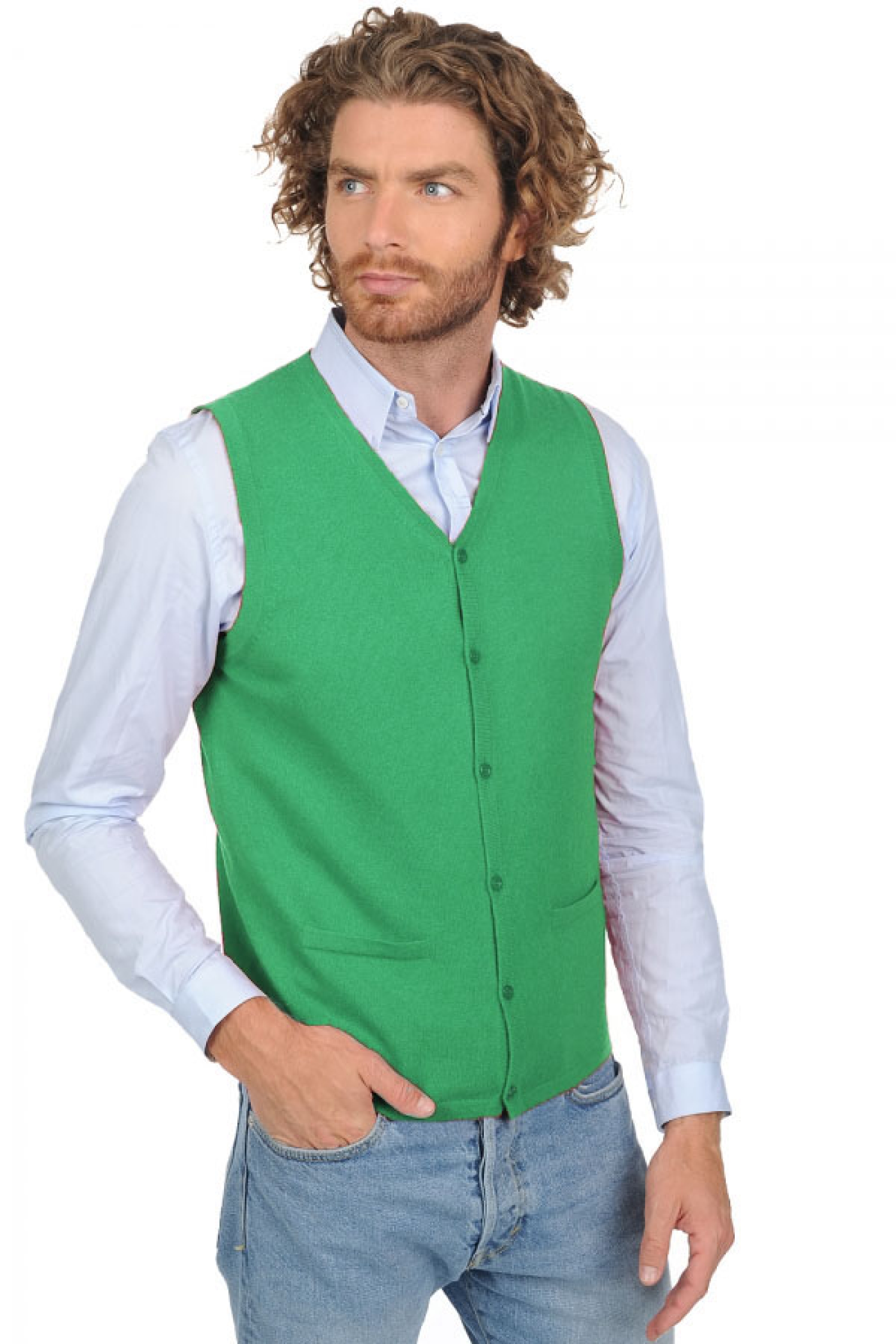 Cashmere kaschmir pullover herren strickjacke pullunder basile new green 3xl