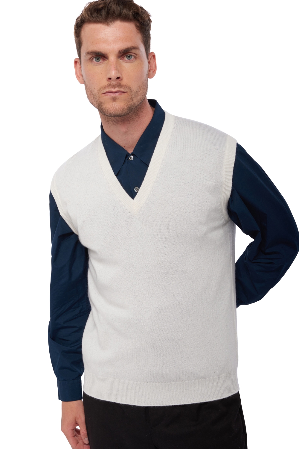 Cashmere kaschmir pullover herren v ausschnitt balthazar off white 4xl