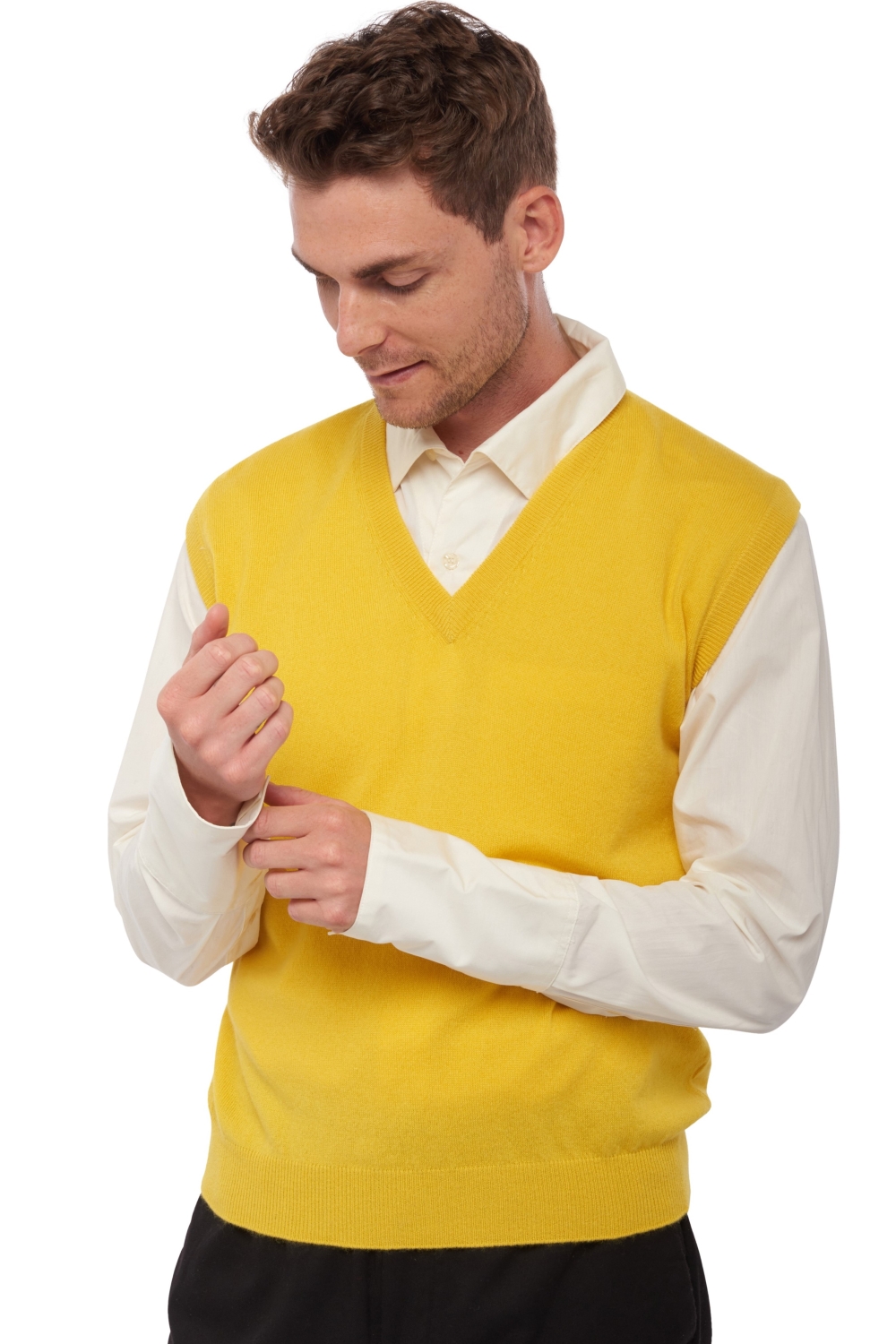 Cashmere kaschmir pullover herren v ausschnitt balthazar sonnenblume 3xl