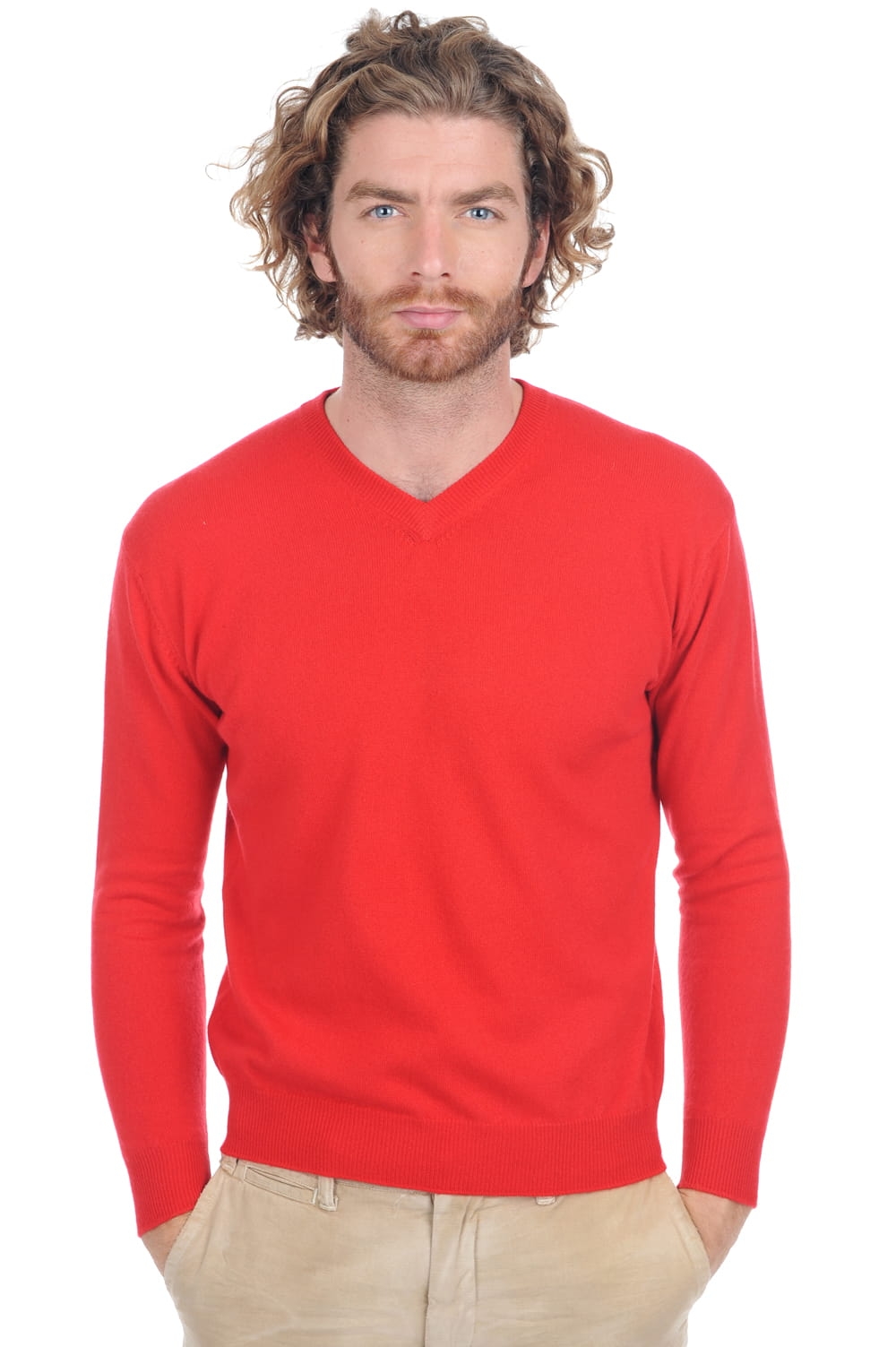 Cashmere kaschmir pullover herren v ausschnitt gaspard premium rot 3xl