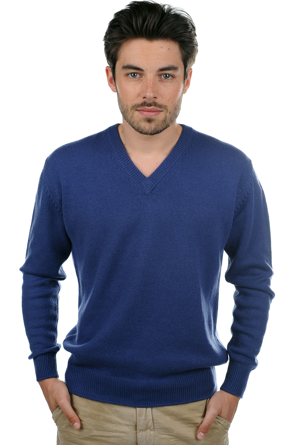 Cashmere kaschmir pullover herren v ausschnitt hippolyte 4f kobaltblau m