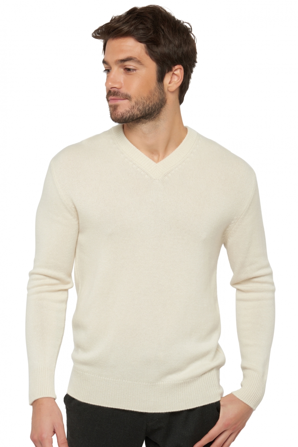 Cashmere kaschmir pullover herren v ausschnitt hippolyte 4f premium tenzin natural m