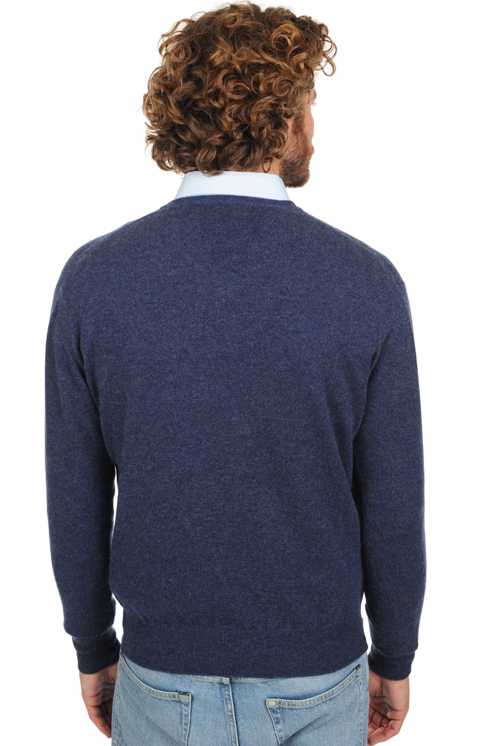 Cashmere kaschmir pullover herren v ausschnitt hippolyte indigo m