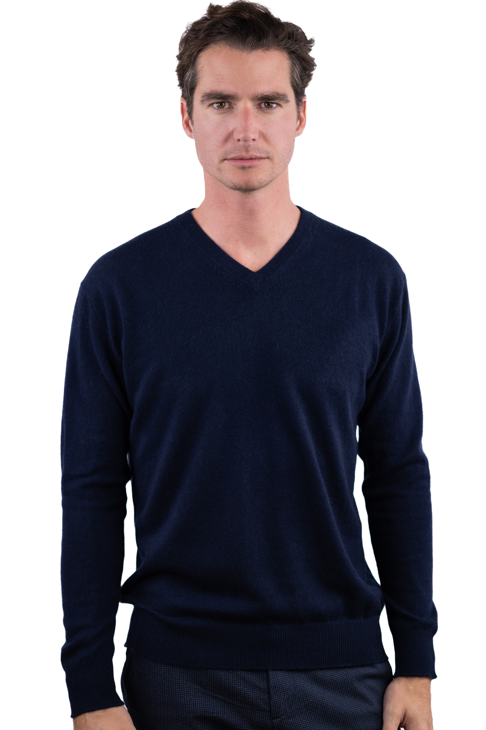Cashmere kaschmir pullover herren v ausschnitt hippolyte nachtblau 2xl