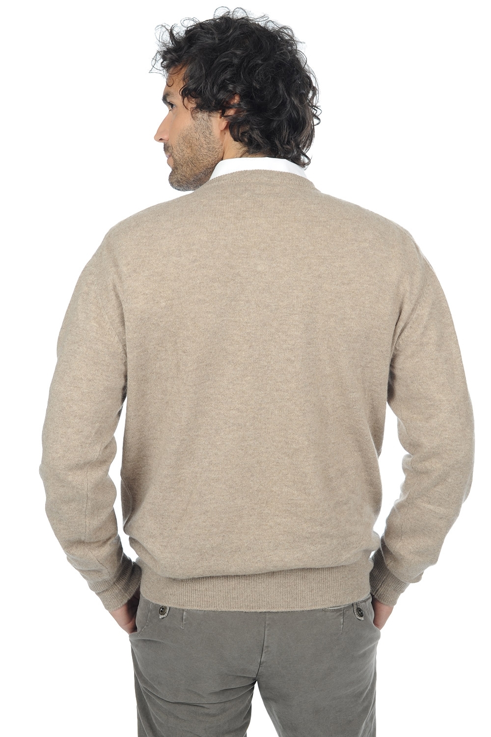 Cashmere kaschmir pullover herren v ausschnitt hippolyte natural brown m