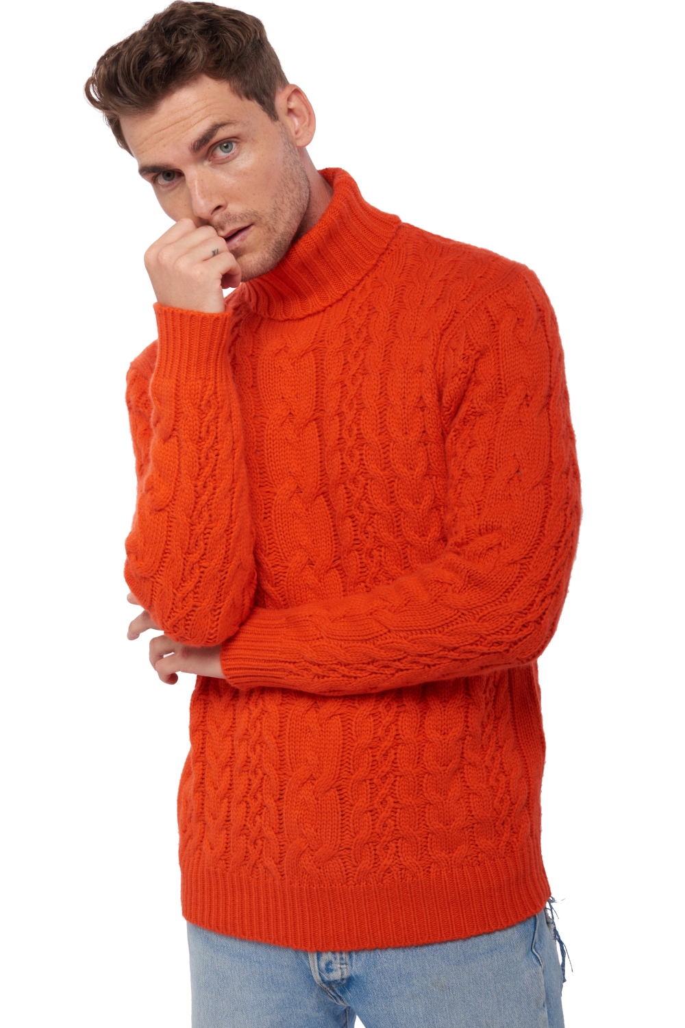 Cashmere kaschmir pullover herren villepinte bloody orange 2xl