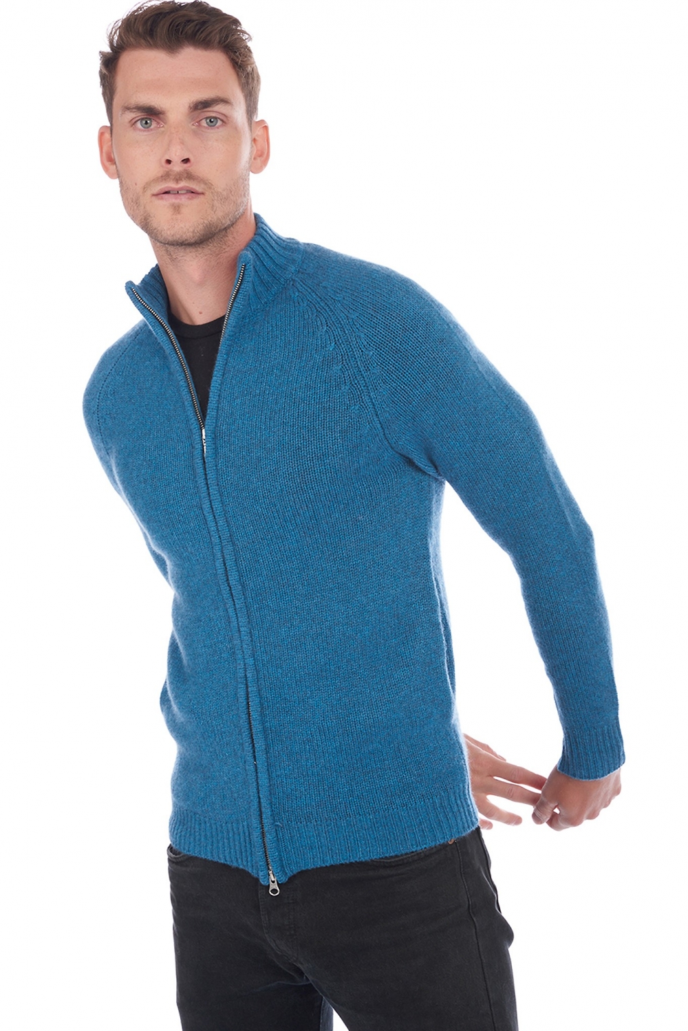 Cashmere kaschmir pullover herren zip kapuze argos manor blue 3xl