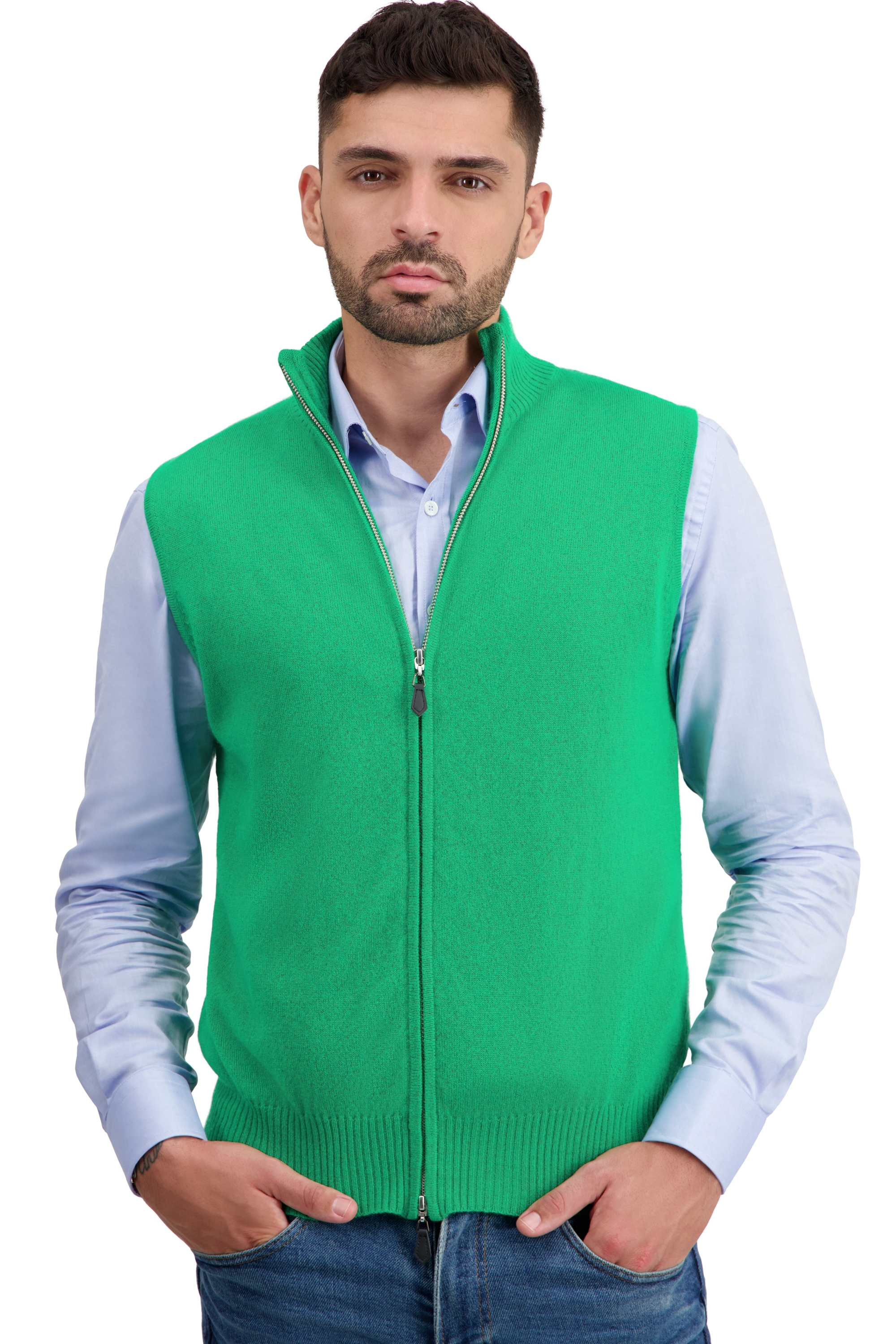 Cashmere kaschmir pullover herren zip kapuze dali new green 3xl