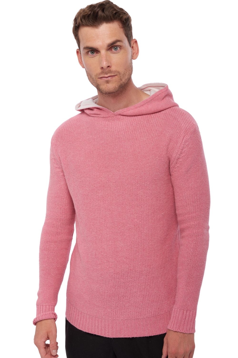 Yak kaschmir pullover herren zip kapuze conor pink off white s